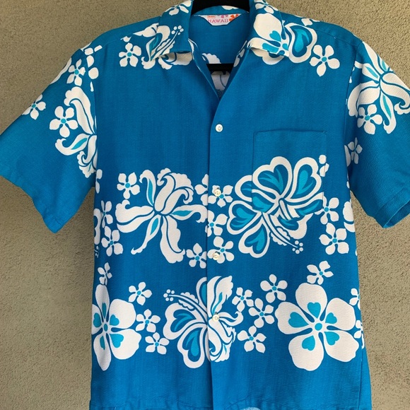 🌺 Vintage Hawaiian Barkcloth Matched Set Dress Shirt - Picture 10 of 16
